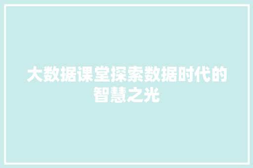 大数据课堂探索数据时代的智慧之光 SEO教程