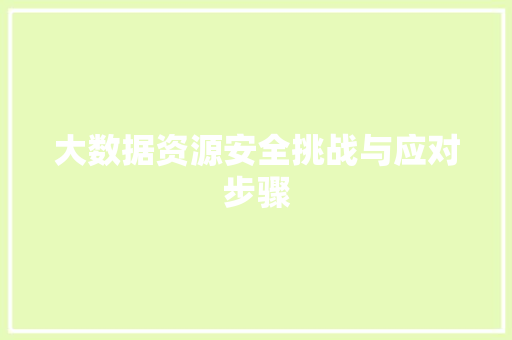 大数据资源安全挑战与应对步骤