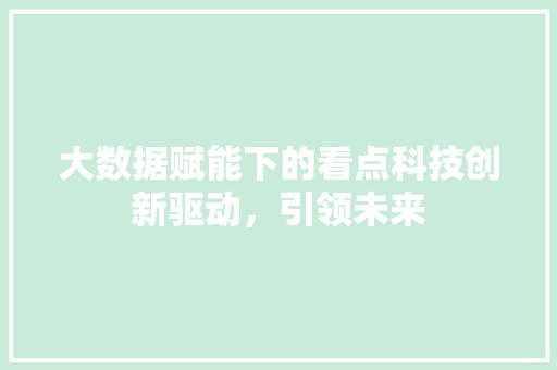 大数据赋能下的看点科技创新驱动，引领未来