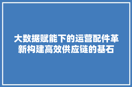 大数据赋能下的运营配件革新构建高效供应链的基石