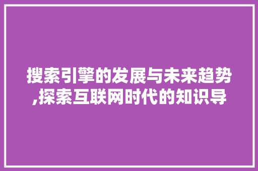 搜索引擎的发展与未来趋势,探索互联网时代的知识导航 搜索引擎的发展与未来趋势,探索互联网时代的知识导航 WordPress教程