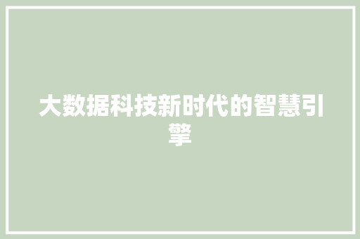 大数据科技新时代的智慧引擎