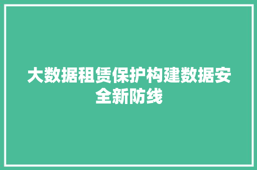 大数据租赁保护构建数据安全新防线