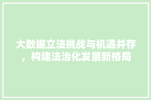 大数据立法挑战与机遇并存，构建法治化发展新格局