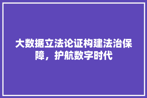 大数据立法论证构建法治保障，护航数字时代