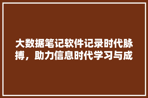 大数据笔记软件记录时代脉搏，助力信息时代学习与成长