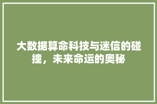 大数据算命科技与迷信的碰撞，未来命运的奥秘