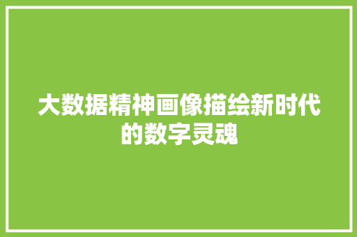 大数据精神画像描绘新时代的数字灵魂