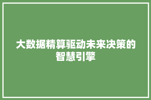 大数据精算驱动未来决策的智慧引擎
