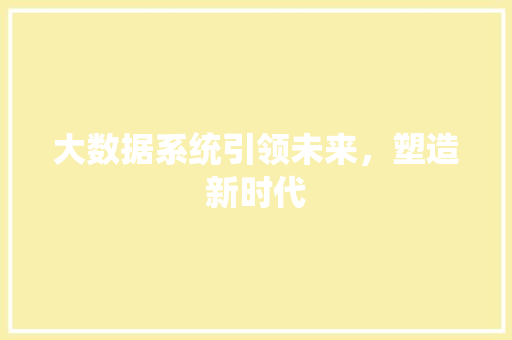 大数据系统引领未来，塑造新时代