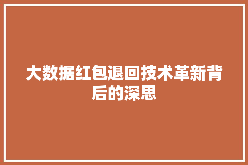 大数据红包退回技术革新背后的深思