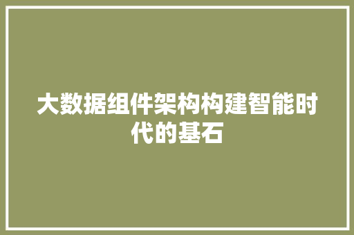 大数据组件架构构建智能时代的基石