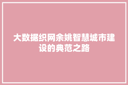 大数据织网余姚智慧城市建设的典范之路