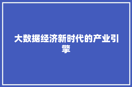 大数据经济新时代的产业引擎