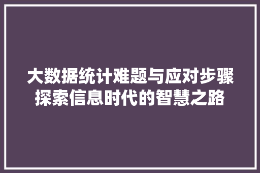 大数据统计难题与应对步骤探索信息时代的智慧之路