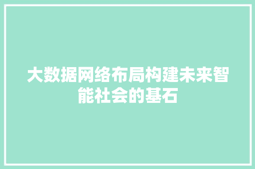 大数据网络布局构建未来智能社会的基石