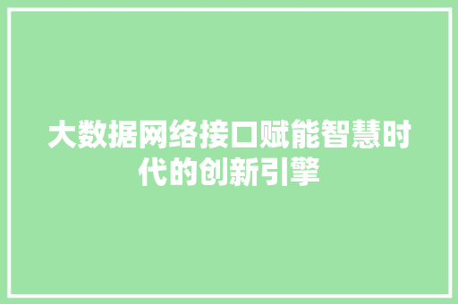 大数据网络接口赋能智慧时代的创新引擎 建站教程