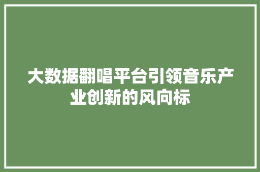 大数据翻唱平台引领音乐产业创新的风向标