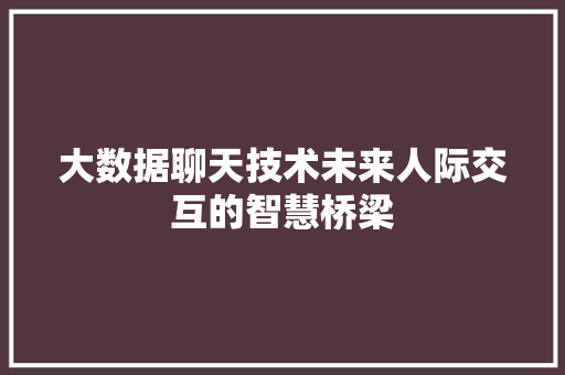 大数据聊天技术未来人际交互的智慧桥梁