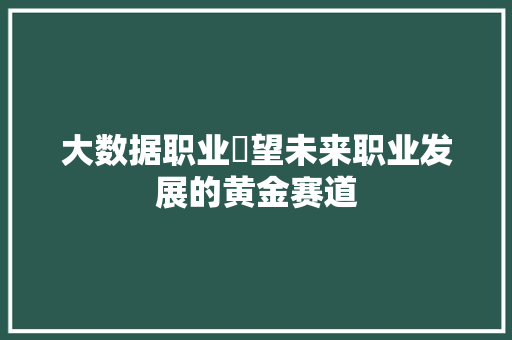 大数据职业瞭望未来职业发展的黄金赛道