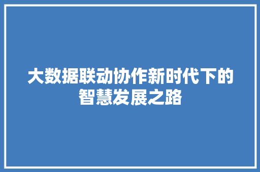 大数据联动协作新时代下的智慧发展之路