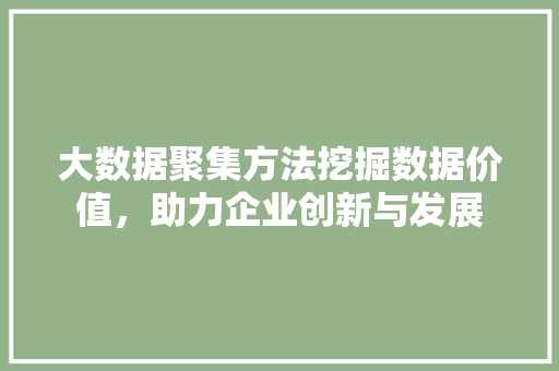 大数据聚集方法挖掘数据价值，助力企业创新与发展