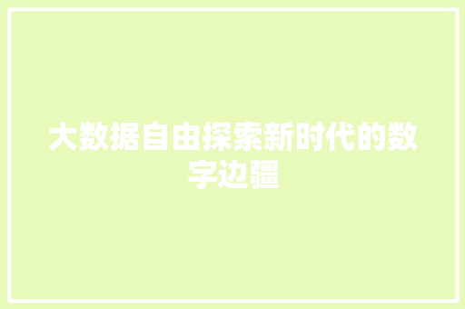 大数据自由探索新时代的数字边疆