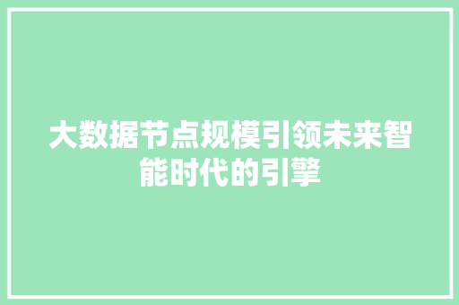 大数据节点规模引领未来智能时代的引擎