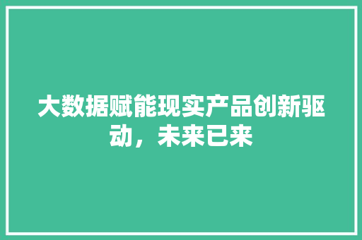 大数据赋能现实产品创新驱动，未来已来