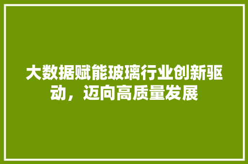 大数据赋能玻璃行业创新驱动，迈向高质量发展