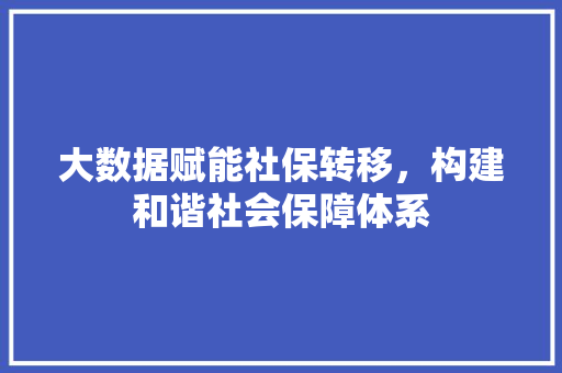 大数据赋能社保转移，构建和谐社会保障体系