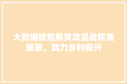 大数据赋能脱贫攻坚战精准施策，助力乡村振兴