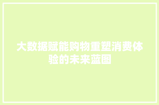大数据赋能购物重塑消费体验的未来蓝图