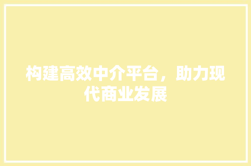构建高效中介平台，助力现代商业发展 构建高效中介平台，助力现代商业发展 建站教程