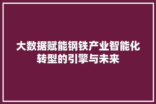 大数据赋能钢铁产业智能化转型的引擎与未来