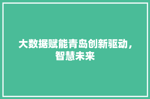 大数据赋能青岛创新驱动，智慧未来