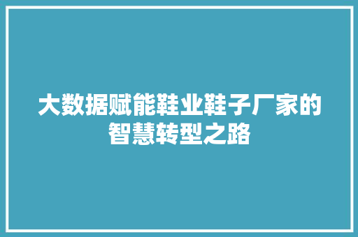 大数据赋能鞋业鞋子厂家的智慧转型之路