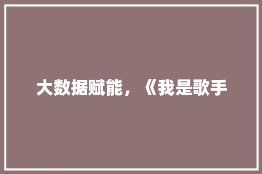 大数据赋能，《我是歌手