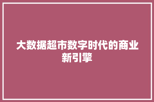 大数据超市数字时代的商业新引擎