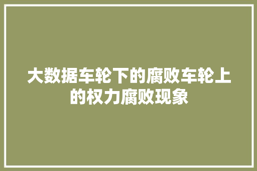 大数据车轮下的腐败车轮上的权力腐败现象