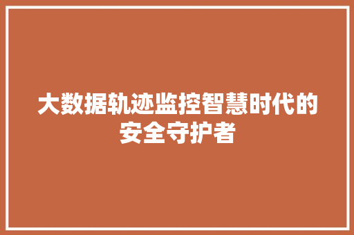 大数据轨迹监控智慧时代的安全守护者
