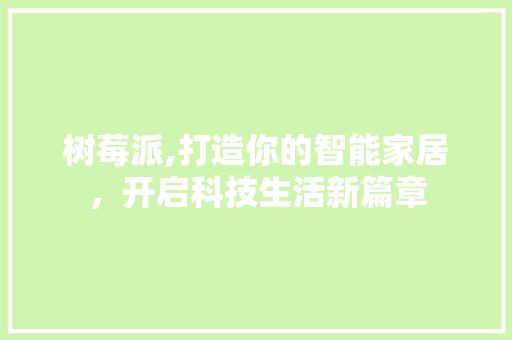 树莓派,打造你的智能家居，开启科技生活新篇章