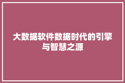 大数据软件数据时代的引擎与智慧之源