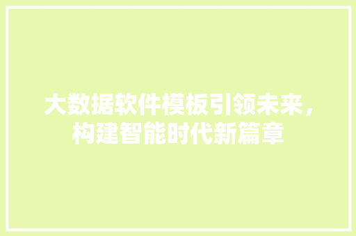 大数据软件模板引领未来，构建智能时代新篇章