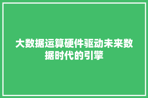 大数据运算硬件驱动未来数据时代的引擎