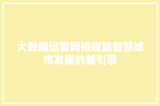 大数据运营网格赋能智慧城市发展的新引擎