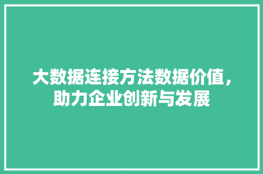 大数据连接方法数据价值，助力企业创新与发展