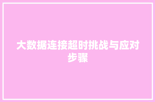 大数据连接超时挑战与应对步骤