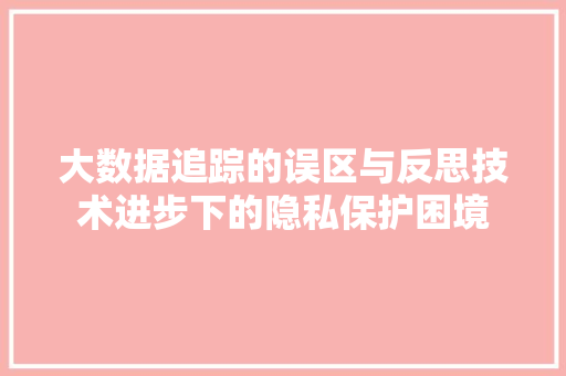 大数据追踪的误区与反思技术进步下的隐私保护困境
