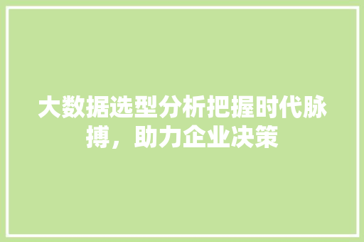 大数据选型分析把握时代脉搏，助力企业决策